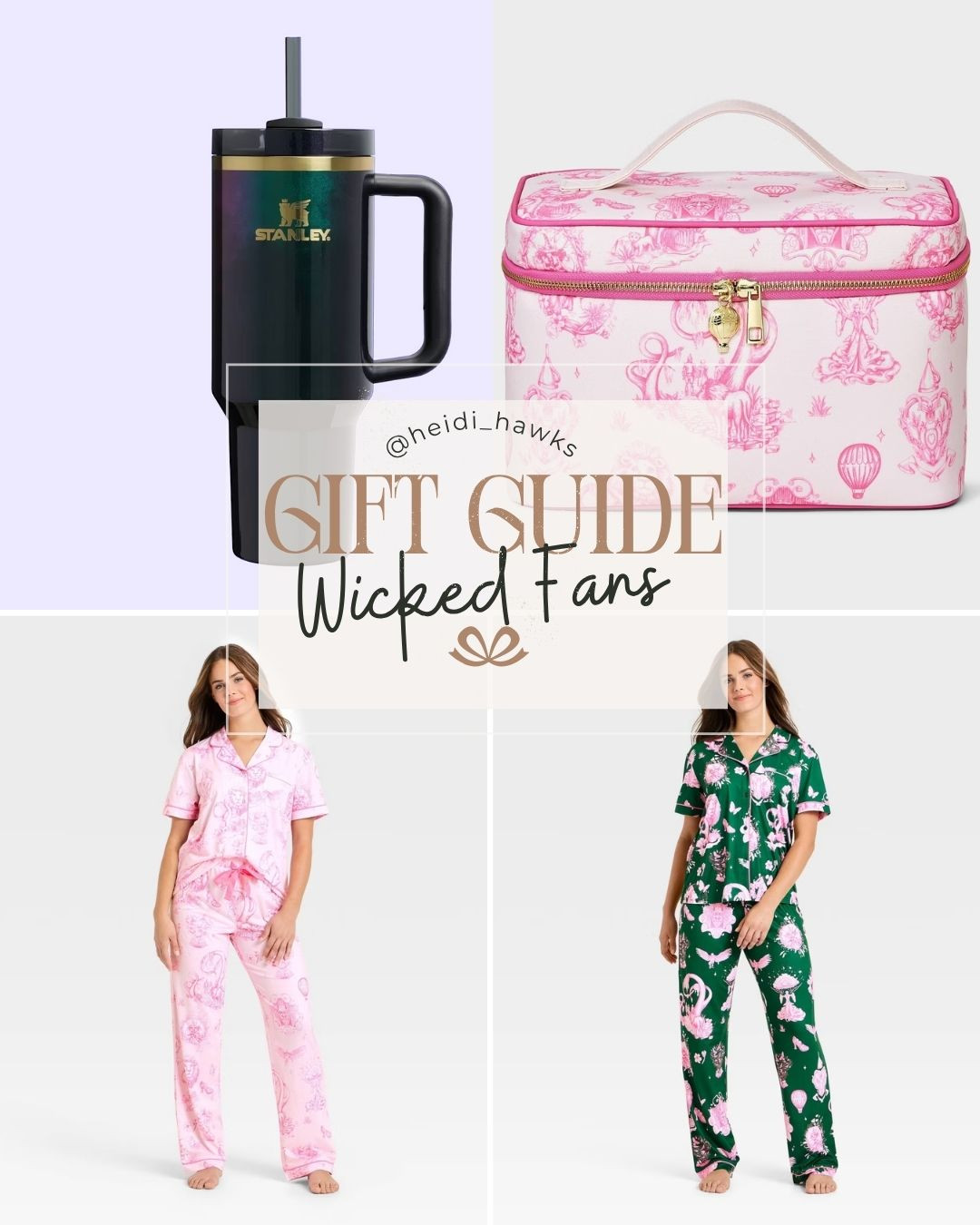 Gift Guide for the Wicked Fans! Your friends, daughters, sisters, coworkers, mom, or any other Wicked Gift Lovers! Soft pajamas, travel cases, Stanley Wicked Tumblers, and all the pink and green bedroom decor! 

 

#LTKGiftGuide #LTKHoliday #LTKSeasonal