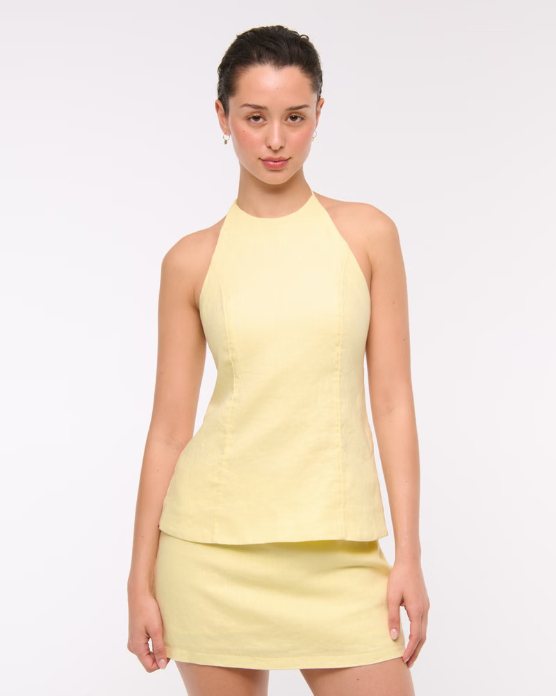 Women's Premium Linen Halter Top | Women's Tops | Abercrombie.com | Abercrombie & Fitch (US)