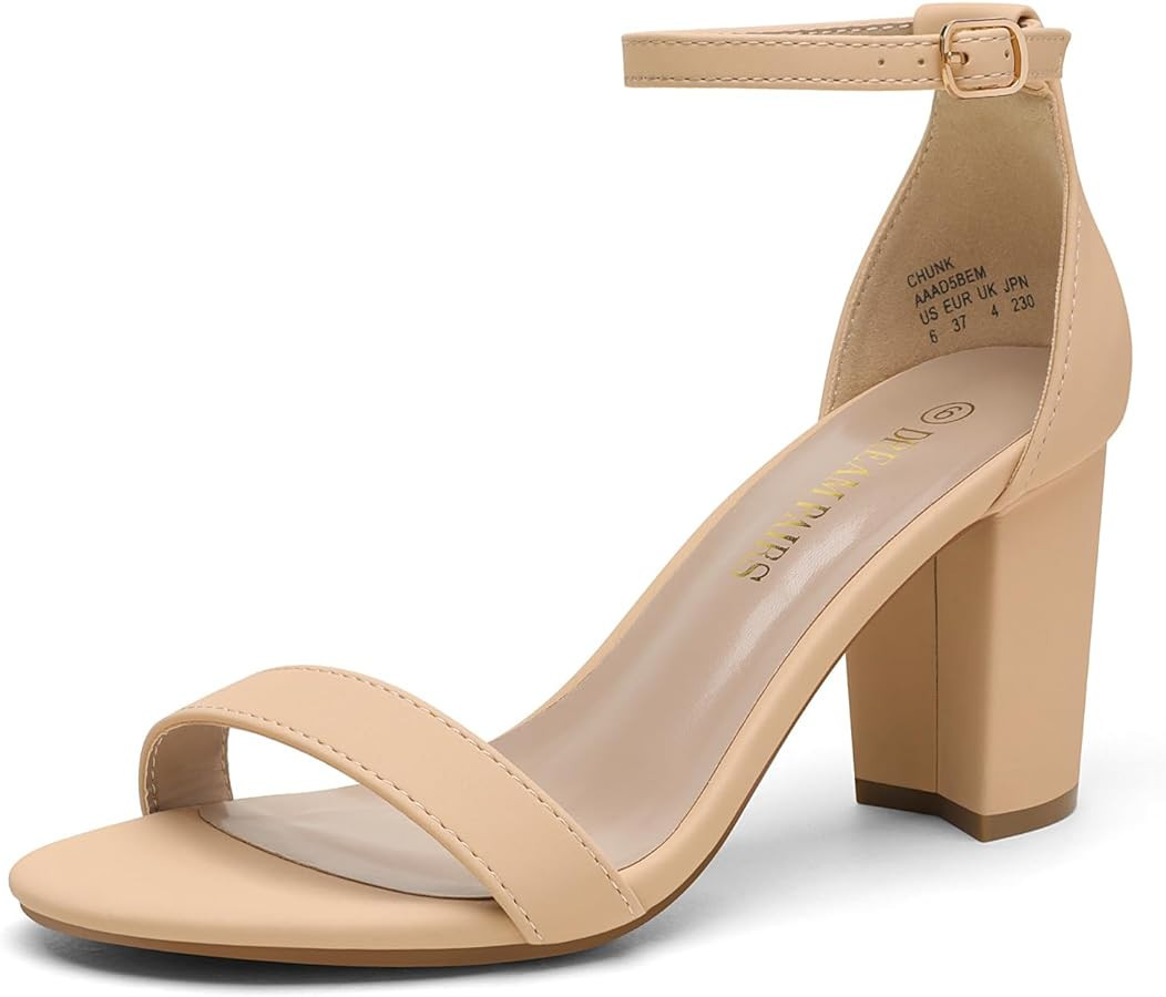DREAM PAIRS Women's Chunk Low Heel Pump Sandals | Amazon (US)