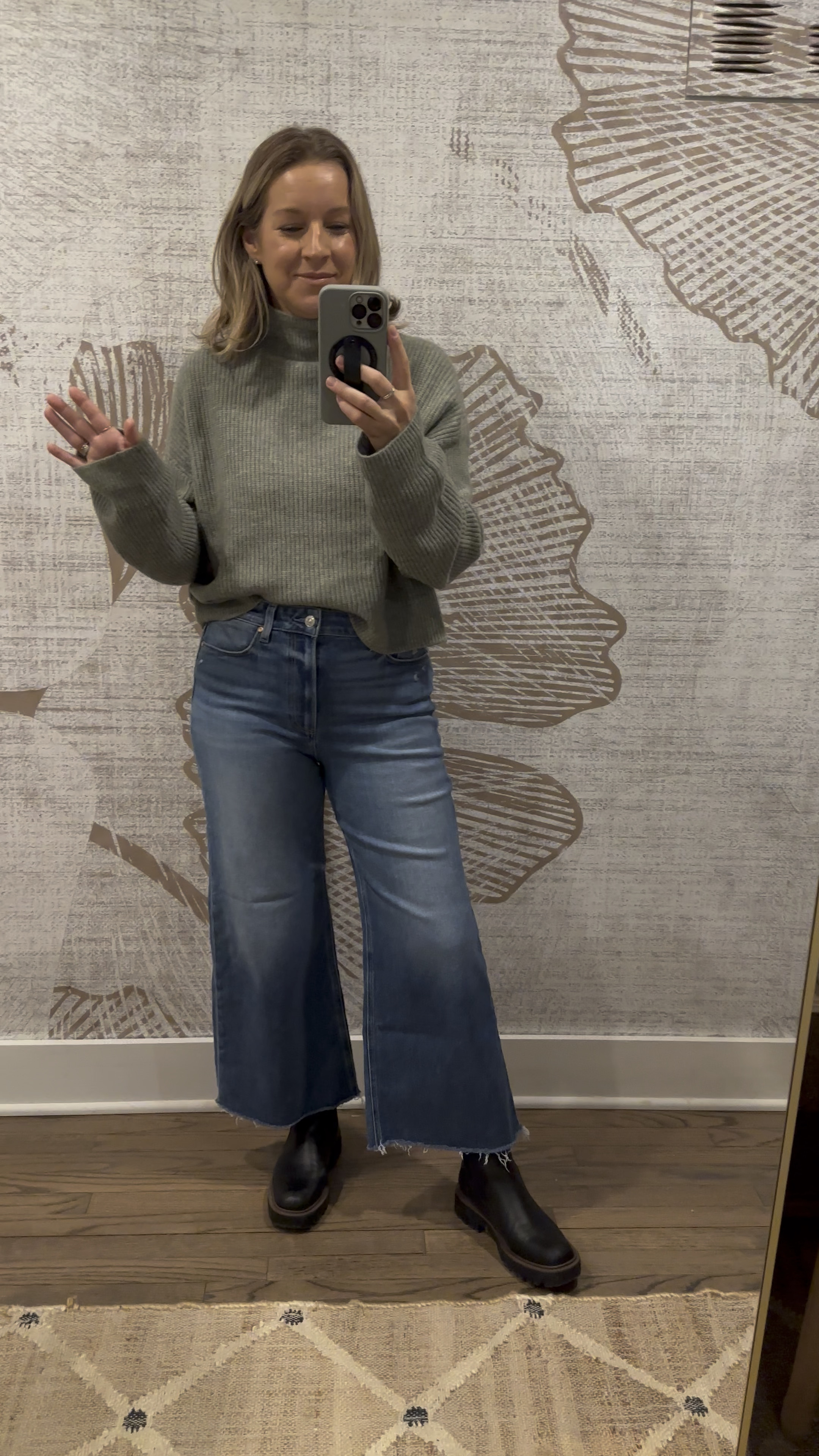 My Friday ootd for casual teaching. 
Medium sweater. Tts 29 jeans  
Softest everything. The whole outfit feels like loungewear, yes, even the denim! They LOOK similar to the j. Crew cropped so for the price, go that route. But there is no comparison quality or feel wise. I’ll look out for these to go on sale and share them! 

#LTKWatchNow #LTKOver40 #LTKFindsUnder50