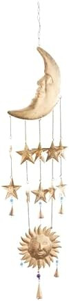 Deco 79 Metal Sun and Moon Windchime with Glass Beads and Cone Bells, 9" x 1" x 39", Gold | Amazon (US)