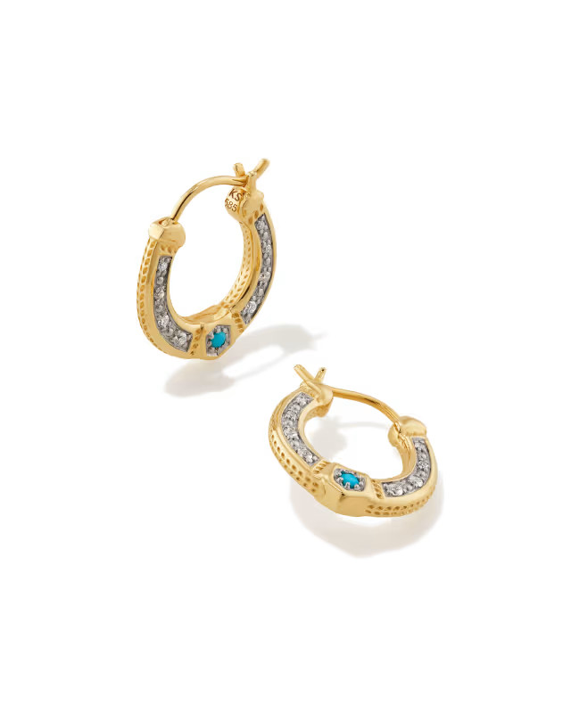 Noble 14k Yellow Gold Huggie Earrings in Turquoise | Kendra Scott | Kendra Scott
