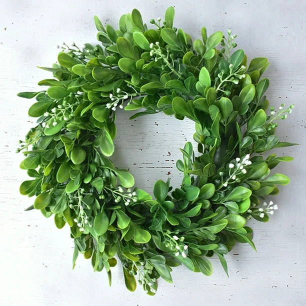 SPRING PARK PVC Realistic Artificial Buxus Sinica Flower Wreath, 11.81" (Green) - Walmart.com | Walmart (US)