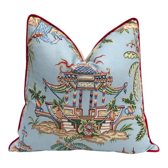 Thibaut Tea House Pillow. Lumbar Chinoiserie Pillow Cover. Designer pillows, lumbar pillow, accen... | Etsy (US)