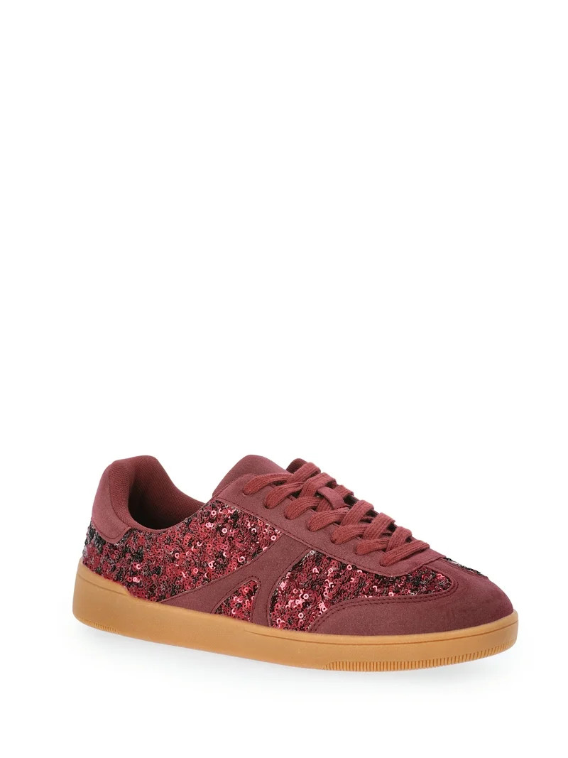No Boundaries Sequin Faux Suede Gum Sole Sneakers, Women's - Walmart.com | Walmart (US)