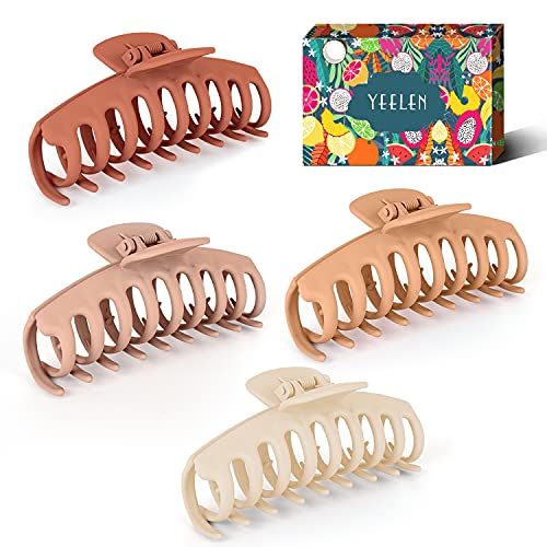 Yeelen Large Hair Claw Clips For Thick Hair 4 Pcs Big Claw Hair Clips Nonslip Strong Hold Stylish Fr | Amazon (US)