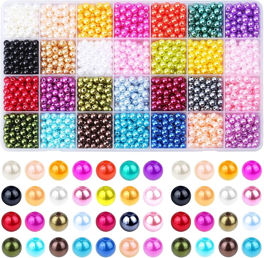 1960PCS Pearl Beads, 6mm 28 Colors Multicolor Loose Pearls for Crafts with Holes for Jewelry Maki... | Amazon (US)