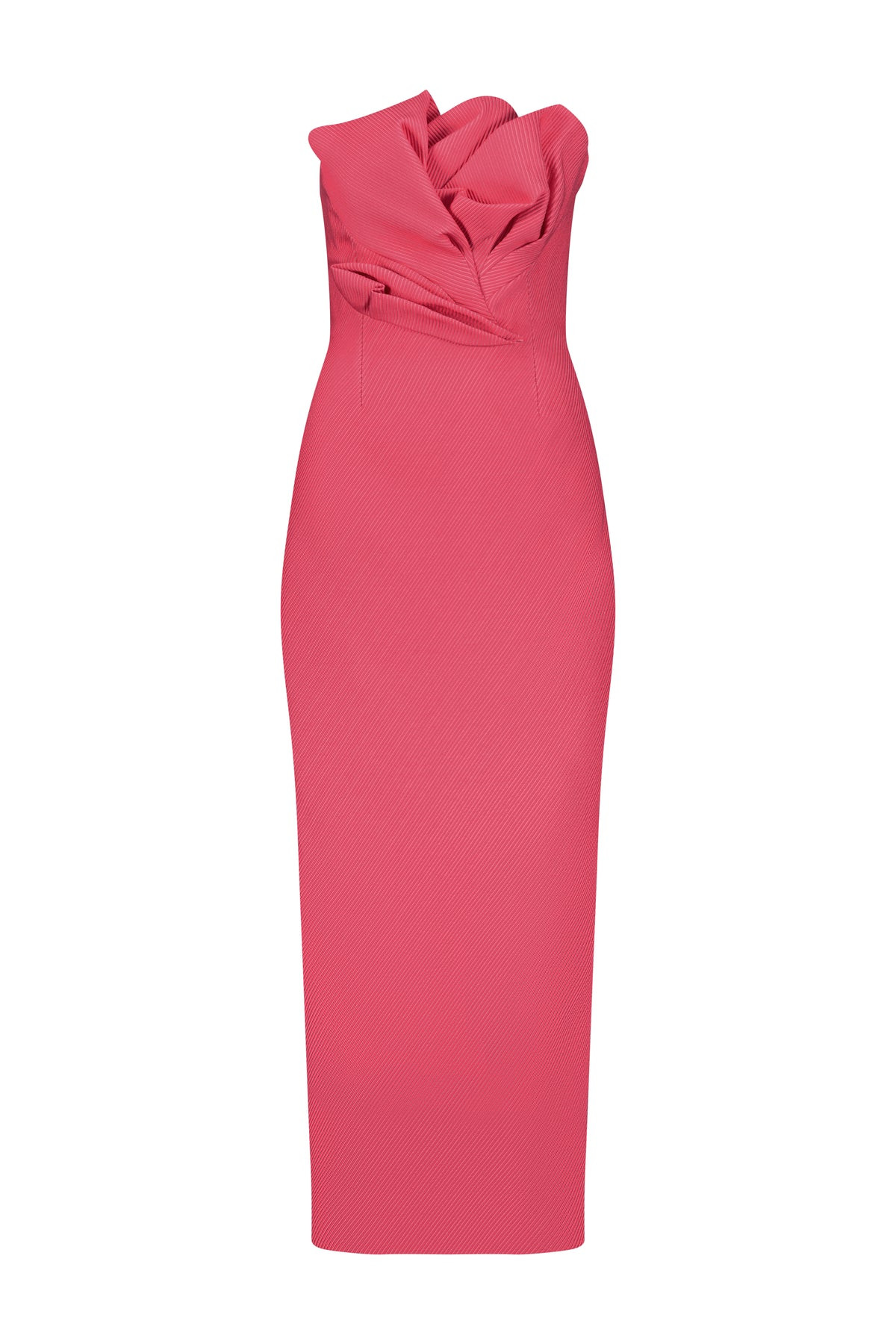 Textured Satin Draped Tulip Sheath in Berry | Over The Moon