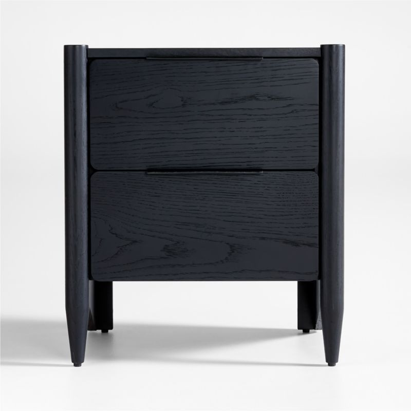 Casa Black Finish Oak Wood Nightstand with Drawers + Reviews | Crate & Barrel | Crate & Barrel