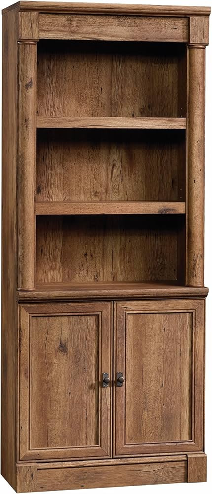 Sauder Palladia Library with Doors/Book Shelf, L: 29.37" x W: 13.90" x H: 71.85", Vintage Oak | Amazon (US)