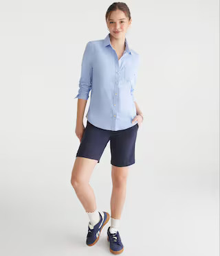 Long Sleeve Poplin Uniform Button-Down Shirt | Aeropostale
