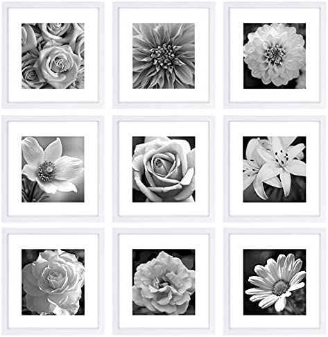 eletecpro 12x12 Picture Frames White Set of 9 Wooden Square Photo Frame Poster Frame for Wall Han... | Amazon (US)