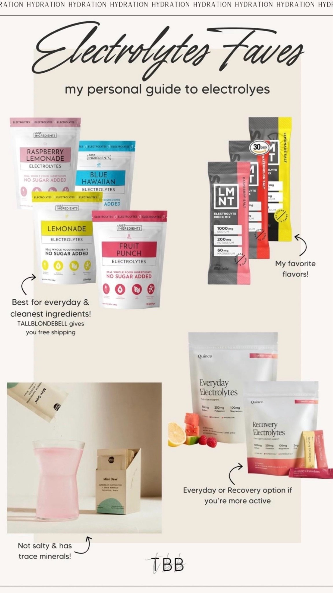 My favorite electrolyte brands I use! If I had to pick one, it would be Just Ingredients. It’s in the name but it has the best ingredients overall. TALLBLONDEBELL gets you free shipping!

#LTKActive #LTKselfcare #LTKdayinmylife