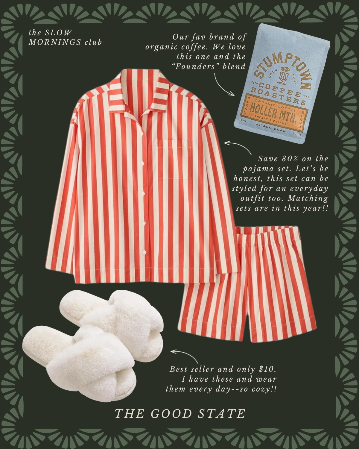 This collection is for those who embrace the slowed down rhythms on an early morning. For the ladies who linger with a cup of coffee in one hand and a journal in the other. For the ones who take notice of the sunlight dancing through the windows and breathes deep the aroma of freshly ground coffee as it’s prepared for the french press. This collection is for those who enjoy matching pajama sets and have one too many coffee mugs (if having too many is even possible). This is for those who are slowing down—even if just internally—in whatever season of life they find themselves in. This is for you☀️

The good state, Lauren England, Amazon, Vera Bradley, Mother’s Day gift idea, Mother’s Day, slow mornings, Emily lex, pottery barn, beauty, clean beauty, chappywrap, stationary, spring fashion, printfresh, coffee mugs, kitchen, living room, spring, Easter basket, Easter, spring home, 

#LTKStyleTip #LTKSaleAlert #LTKFindsUnder100