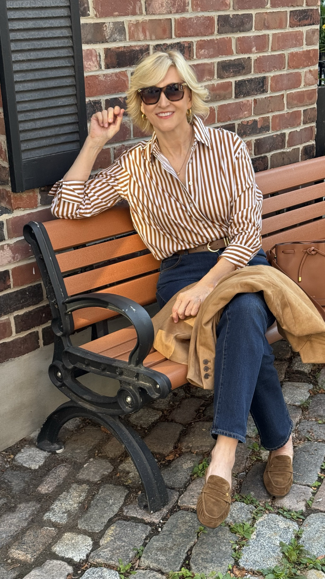 There’s just something about a classic striped shirt, a great pair of jeans and loafers that never feels out of place. 🤎

I added a suede jacket for those cooler moments and finished it off with my favourite sunglasses and a structured bag. Simple, timeless and very much my kind of everyday outfit.

#LTKSeasonal #LTKOver40 #LTKootd
