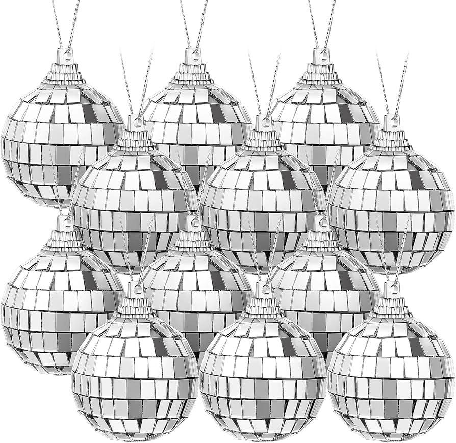 Chalyna 12 Palline d'Argento Glitterate da Discoteca 1,6 Pollici Sfere a Specchio da Discoteca pe... | Amazon (IT)