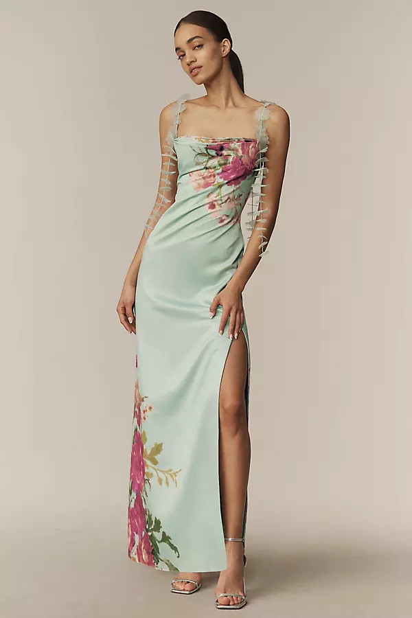 BHLDN Paisley 3D Embellished Side-Slit Maxi Dress | Anthropologie (US)