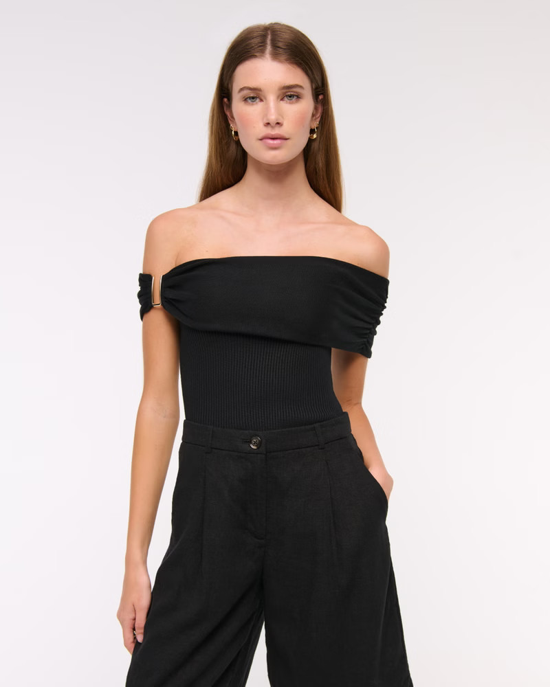 Ribbed Off-The-Shoulder Cutaway Sweater | Abercrombie & Fitch (US)