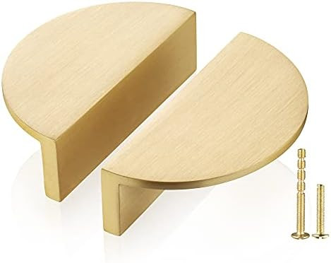 QogriSun 5-Pack Solid Brass Half Moon Cabinet Pulls, Gold Drawer Dresser Handles, Copper Kitchen Har | Amazon (US)
