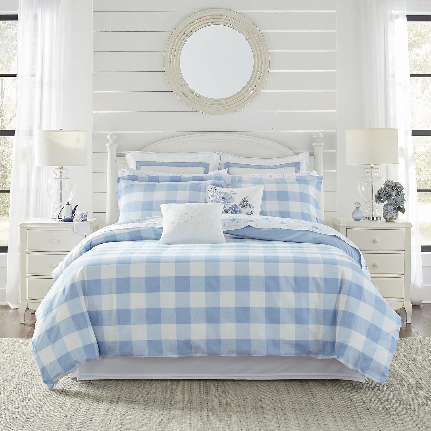 Laura Ashley Home- Twin Duvet Cover Set, Cotton Reversible Bedding with Matching Sham(s), Gingham... | Amazon (US)