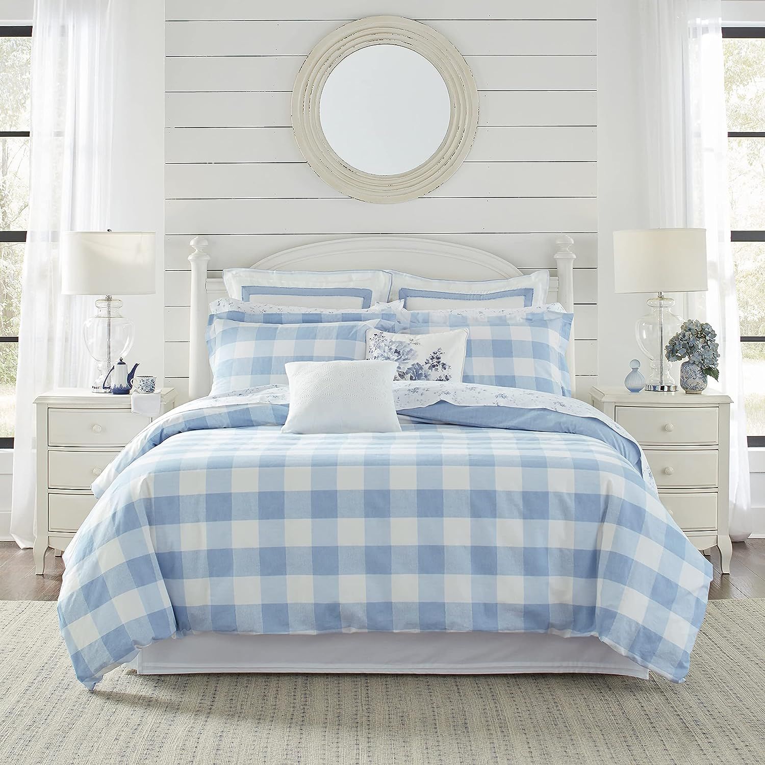 Laura Ashley Home- Twin Duvet Cover Set, Cotton Reversible Bedding with Matching Sham(s), Gingham... | Amazon (US)