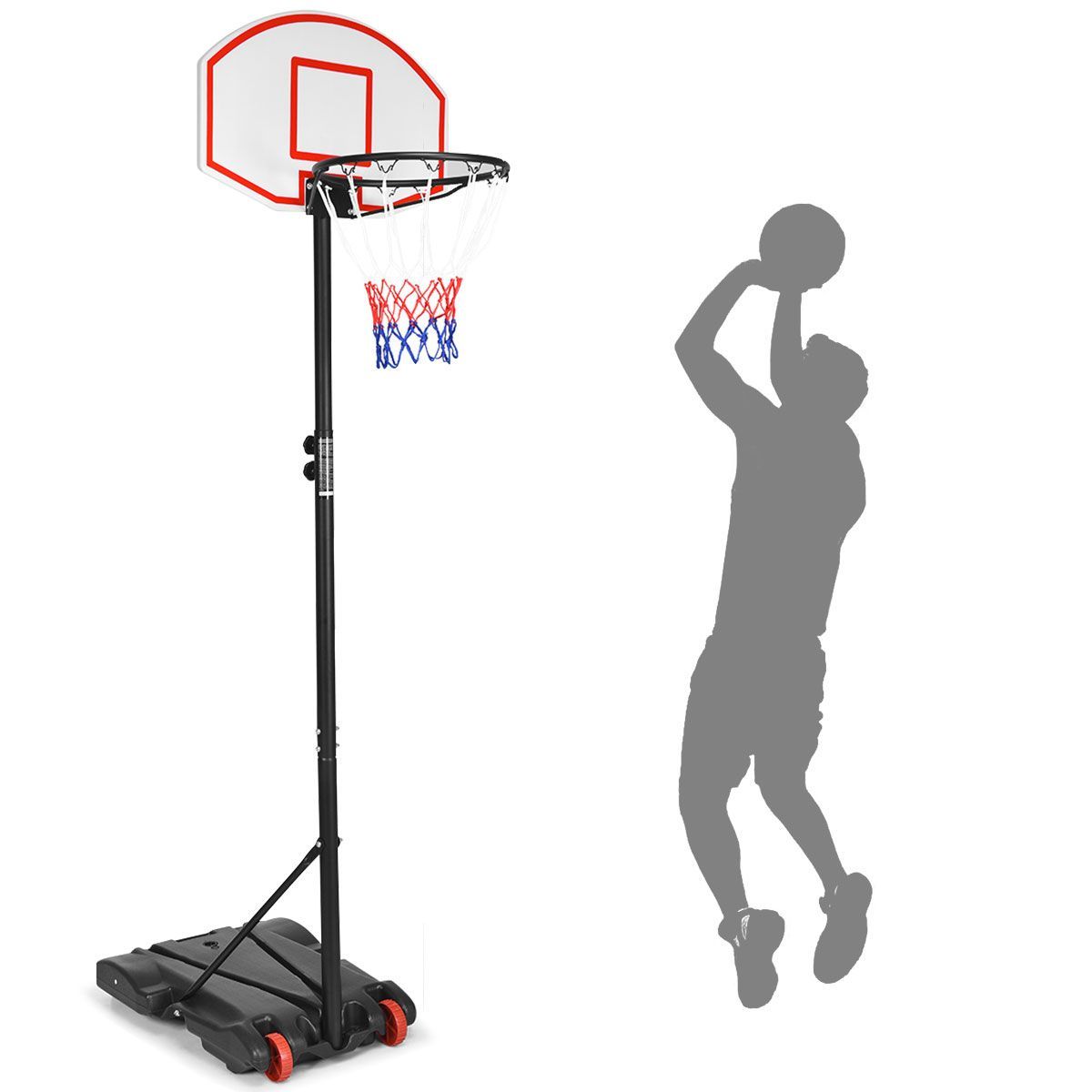 Costway Adjustable Basketball Hoop System Stand Kid Indoor Outdoor Net Goal W/ Wheels | Target