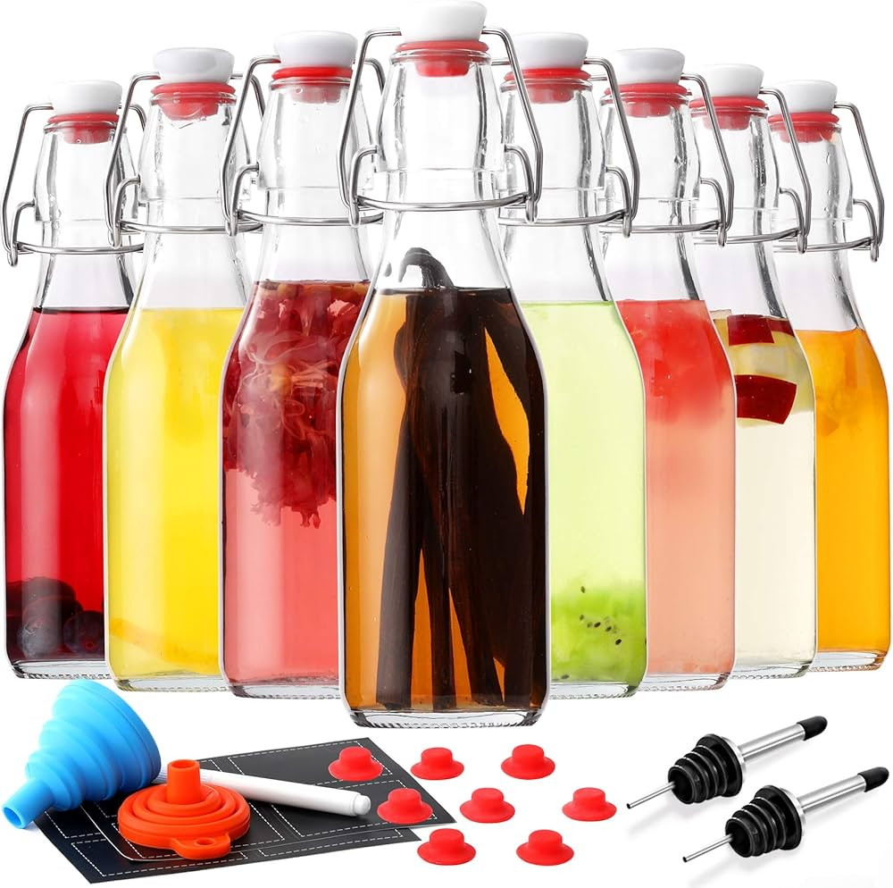 [ 8 Pack ] Swing Top Glass Bottles - 8.5 oz Flip Top Beer Brewing Bottle for 2nd Fermentation, Ko... | Amazon (US)