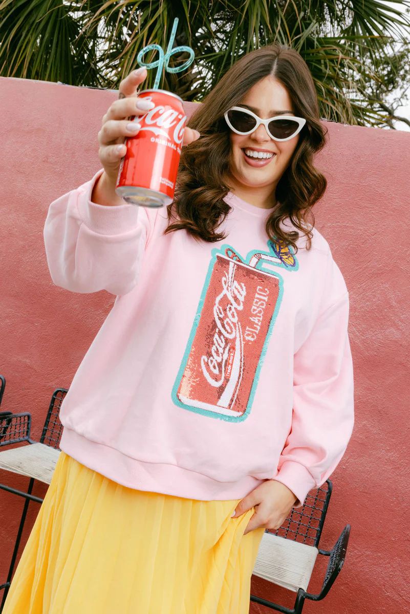 Light Pink Butterfly & Coca-Cola® Can Sweatshirt | Queen of Sparkles