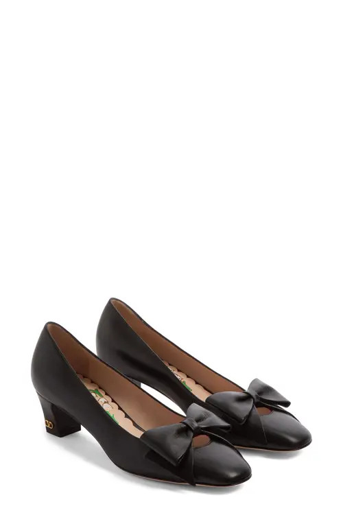 Valentino Garavani Bowow Pump in Black at Nordstrom, Size 11Us | Nordstrom