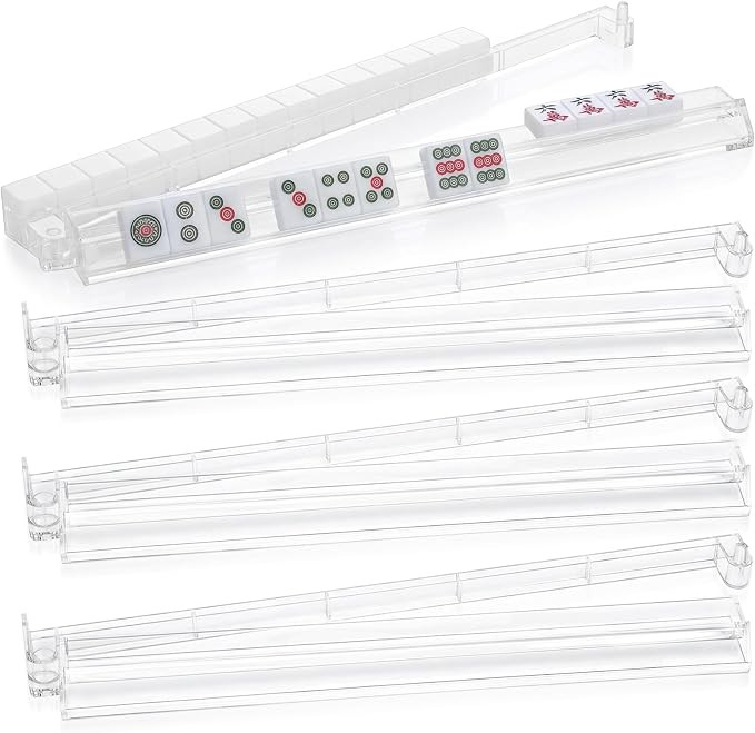 Clear Mahjong Racks with Pushers Set of 4, Acrylic American Mah Jongg Accessories and Gifts, All-... | Amazon (US)