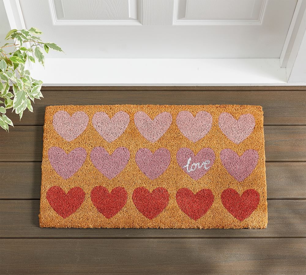 Watercolor Hearts Doormat, 18&amp;quot; x 30&amp;quot;, Multi | Pottery Barn (US)