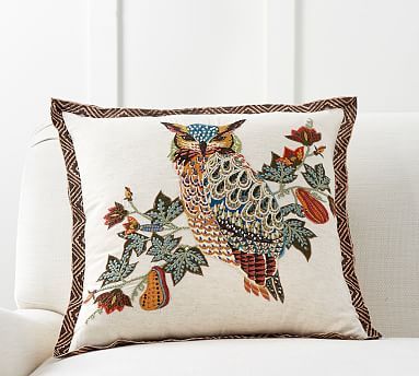 Owl Embroidered Pillow Cover | Pottery Barn (US)