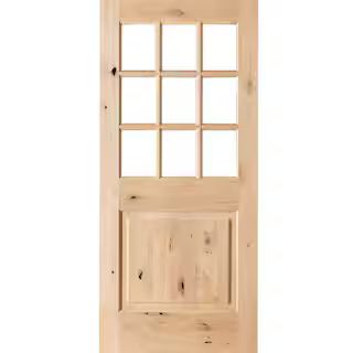Krosswood Doors 36 in. x 80 in. Craftsman 9-Lite Clear Beveled Glass Knotty Alder Unfinished Wood... | The Home Depot