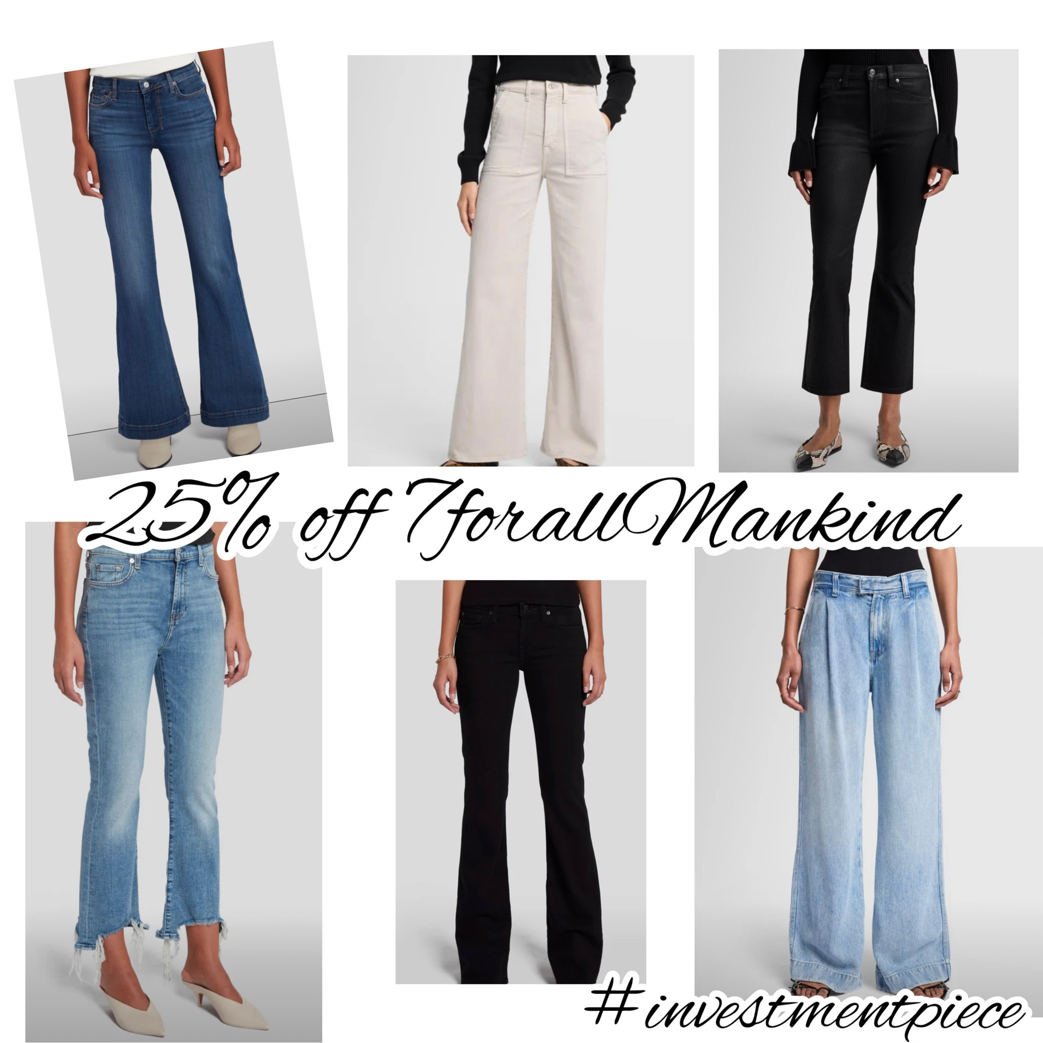 Bootcut to trousers to crop and wide leg. Take 25% off must have denim @7forallmankind with code SAVE25 #investmentpiece 

#LTKStyleTip #LTKSaleAlert #LTKSeasonal