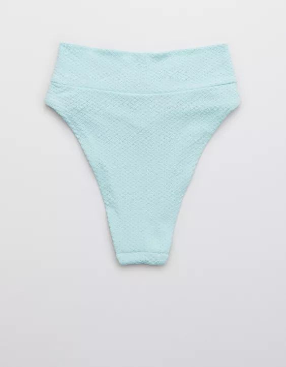 Aerie Jacquard Crossover High Cut Cheeky Bikini Bottom | American Eagle Outfitters (US & CA)