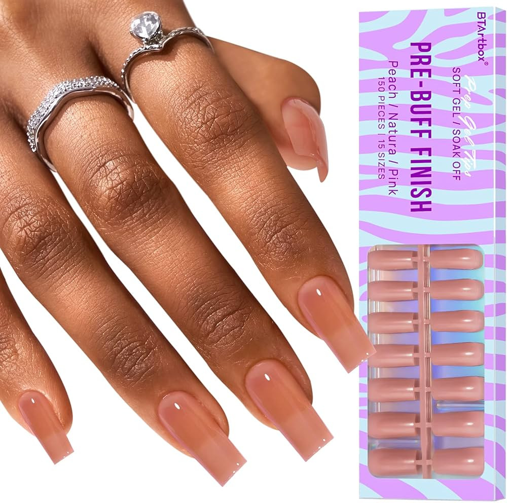 Soft Gel Nail Tips Square - BTArtbox Press On Nails Medium 150Pcs 2 in 1 X-coat Tips with Tip Pri... | Amazon (US)