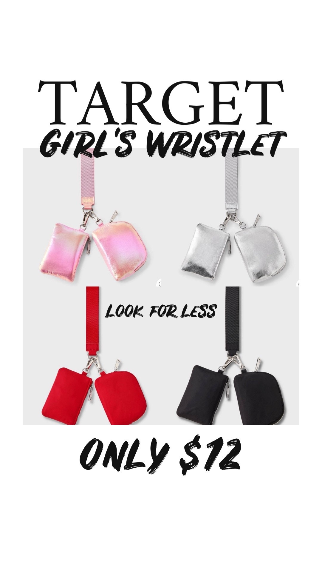 Just dropped at Target 🎯 
Great gift idea for girls
Girls wristlet Lululemon look for less
Only $12 

#LTKGiftGuide #LTKFindsUnder50 #LTKKids