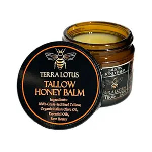 Organic Grass-Fed Beef Tallow Balm with Raw Honey - Moisturizing Cream for Soft, Smooth Skin - Ha... | Amazon (US)
