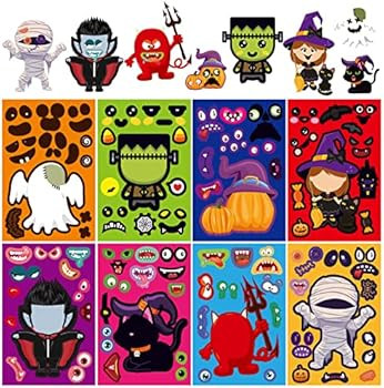 48 Pack Halloween Stickers Bulk Halloween Party Games Craft Stickers for Kids DIY Halloween Activ... | Amazon (US)