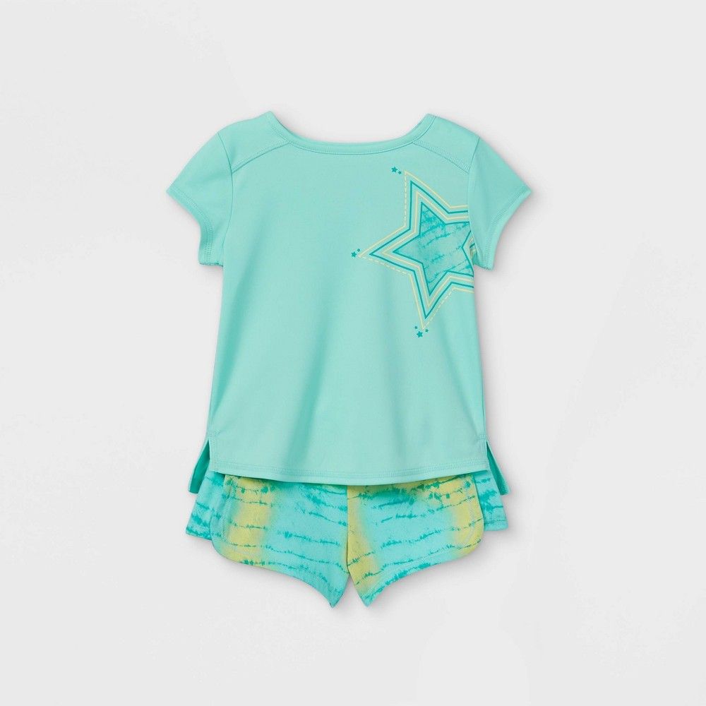 Toddler Girls' Star Active Short Sleeve Top & Shorts Set - Cat & Jack Green 4T | Target
