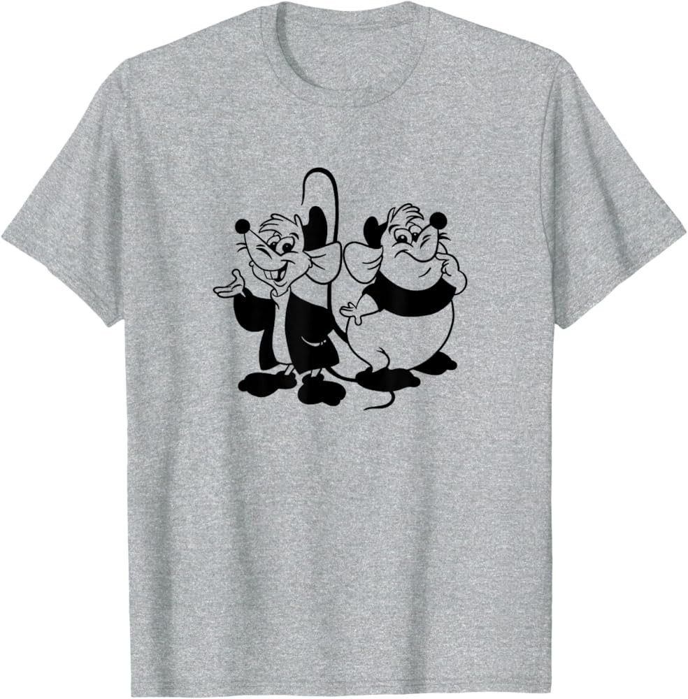 Disney Cinderella Jaq & Gus Simple Black Outline T-Shirt | Amazon (US)