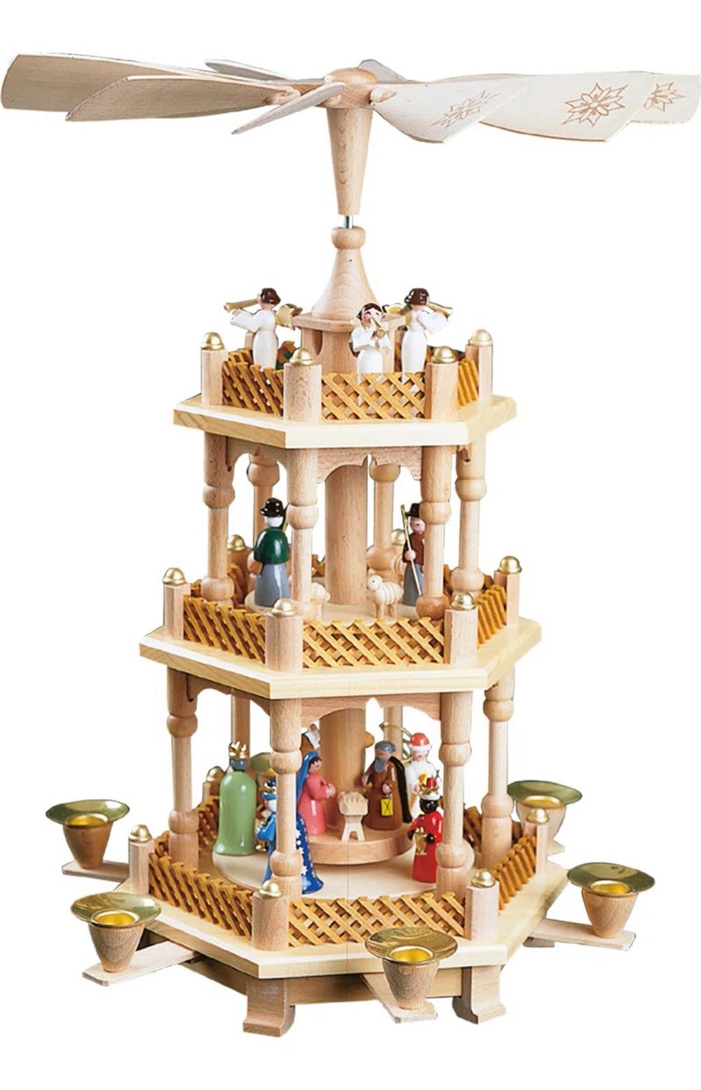 Richard Glaesser 3 Tiers Natural Wood Nativity Pyramid | Wayfair North America