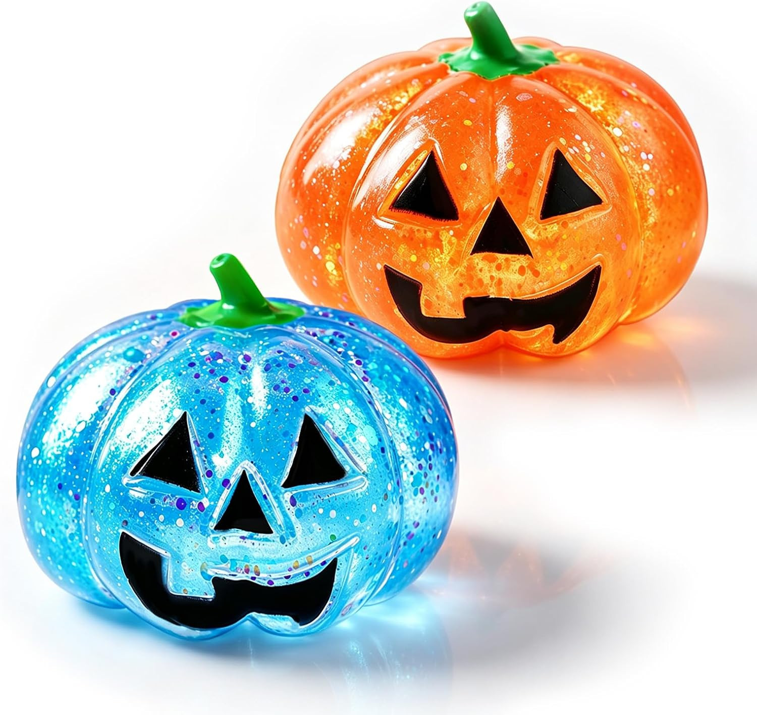 2 Pack Halloween Glitter Sugar Filled Pumpkin Squishy Toy,Orange/Blue | Amazon (US)