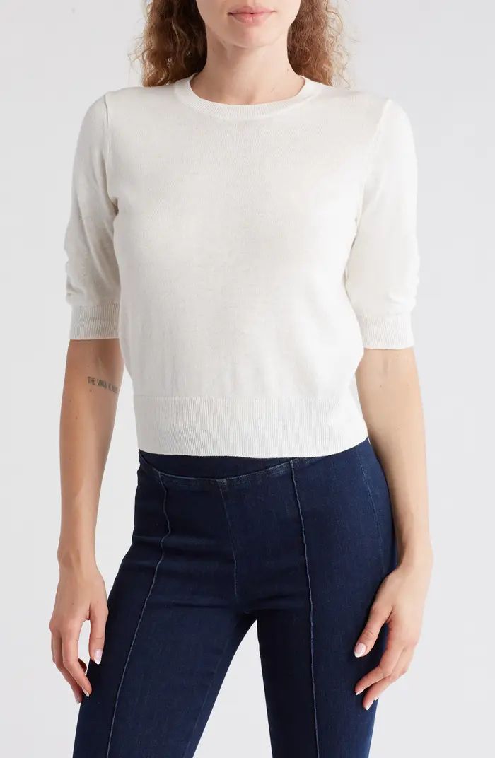 FRAME Gathered Short Sleeve Sweater | Nordstrom | Nordstrom