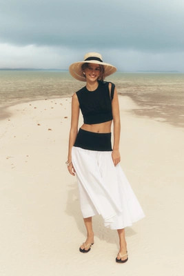 By Anthropologie Cotton Sleeveless Waisted Crop Top | Anthropologie (US)