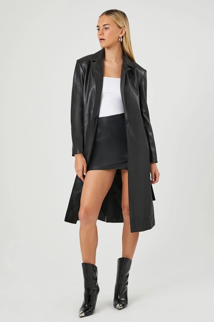 Belted Faux Leather Trench Coat | Forever 21 (US)