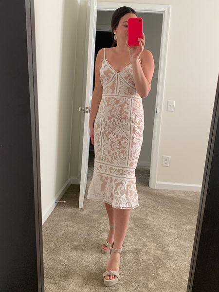 $70 New! The perfect white dress under $100 the details and quality are amazing! Alluring Love White and Beige Lace Trumpet Hem Midi Dress


#LTKstyletip #LTKwedding #LTKunder100