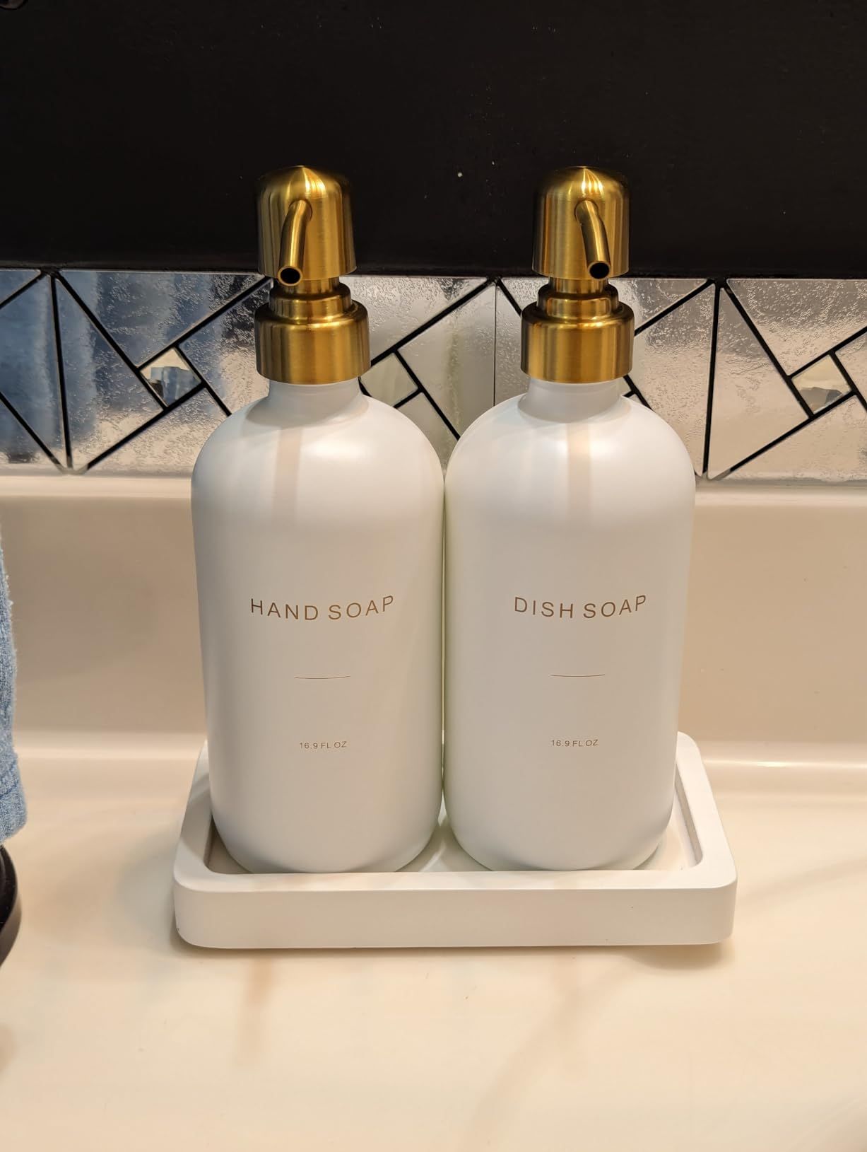 Gold Soap Dispenser Set, Glass Soap Dispenser with Gold Stainless Steel Pump, Perfect for Modern ... | Amazon (US)