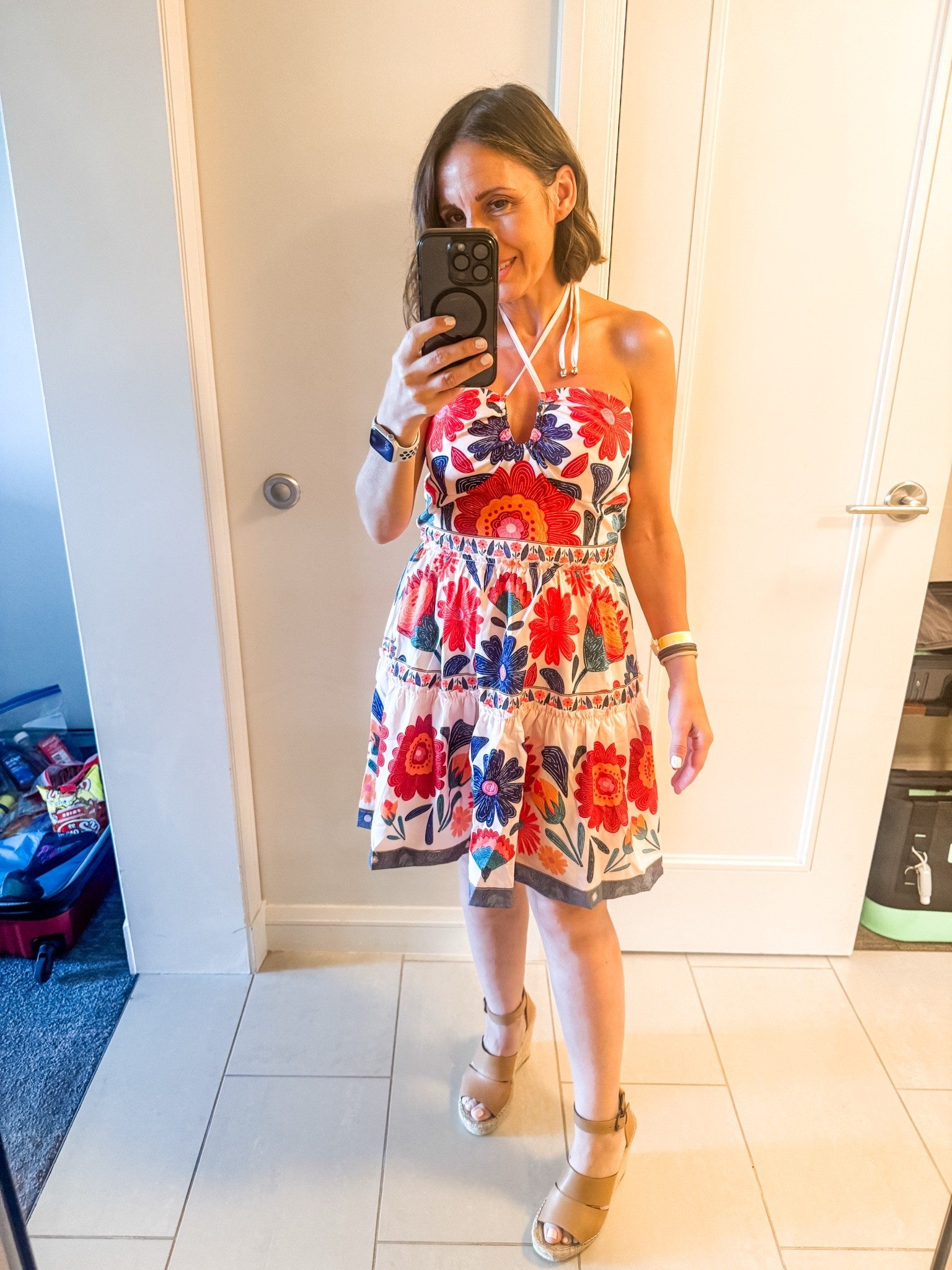 Hi! This is the floral dress that needs to be added to your closet. Even if you don’t have an occasion right now to wear it. Treat yourself. The occasion will come. 
Go with your true size. Love it. 
Amazon fashion find. 
Petite friendly dress. 
Wedding guest dress 
Date night dress 
Girls night out dress

#LTKOver40 #LTKSeasonal #LTKPetite
