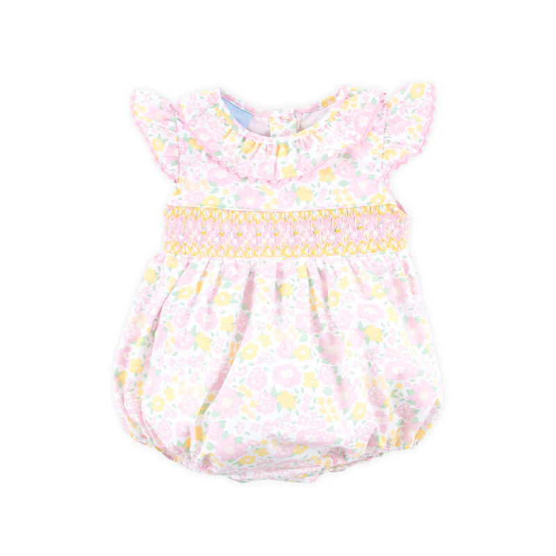Blissful Garden Smocked Geo Ruffle Collared Bubble | Classic Whimsy